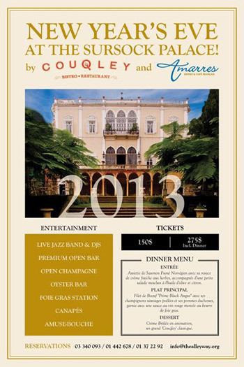 Couqley Restaurant organizing New Years Eve at Sursock Palace